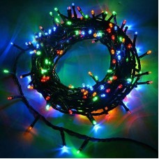 Karışık Renkli 100 Ampullü Pirinç Yılbaşı Işığı 5 Metre Yeşil Kablolu